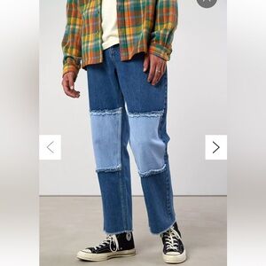 The Ragged Priest Blue Patchwork Straight Jeans